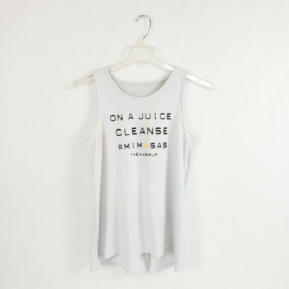 Jessica Simpson The Warm Up Split Back Graphic Tank Top Glowing White Size M - Picture 2 of 10